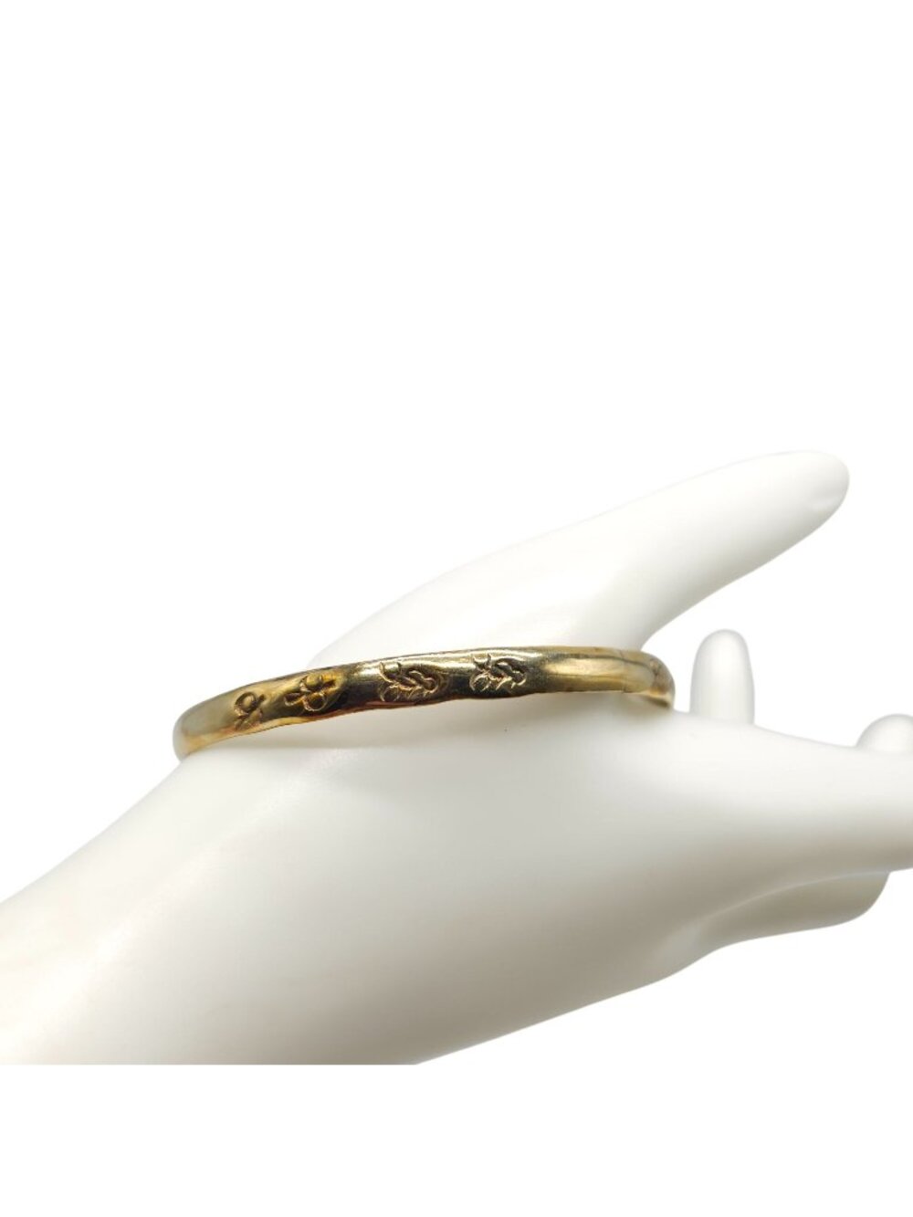 Vintage Mexican 925 Sterling Silver Gold-Plated Floral Etched Bangle Bracelet 12